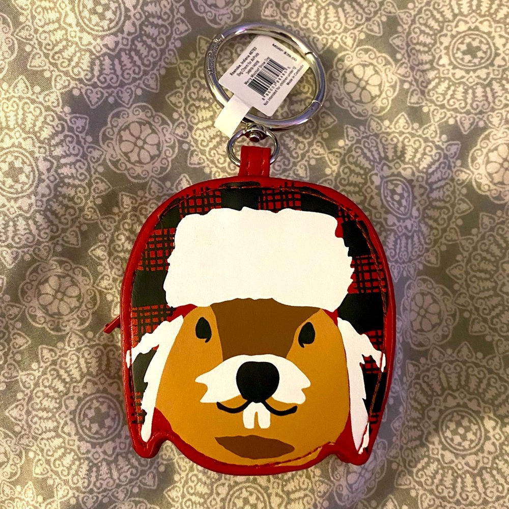 Vera Bradley Christmas Chipmunk Squirrel coin chain purse fob